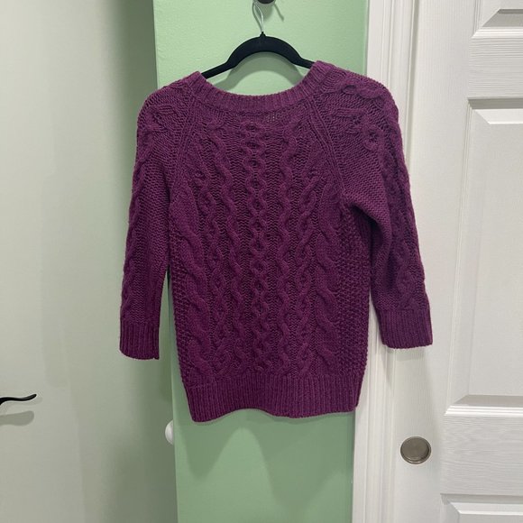 J Crew 3/4 Sleeve Superfine Alpaca Merino Wool Cable Knit Sweater - Picture 3 of 4